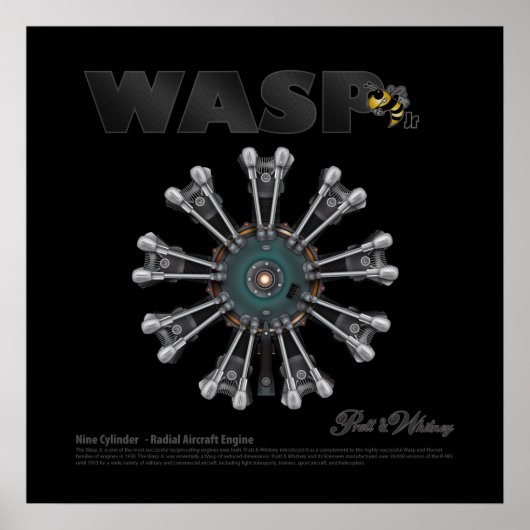 De "Wasp Jr." Radiale-engine Art Poster (Voorkant)