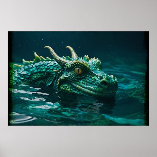 De Water Dragon Fantasy Kunst Poster (Voorkant)