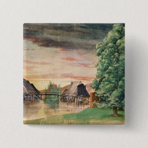 De watermolen, 1495-1997 vierkante button 5,1 cm