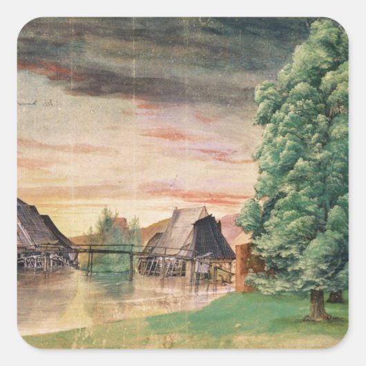 De watermolen, 1495-97 vierkante sticker (Voorkant)