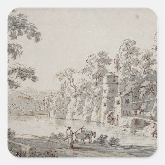 De watermolen van de Ford Vierkante Sticker (Voorkant)