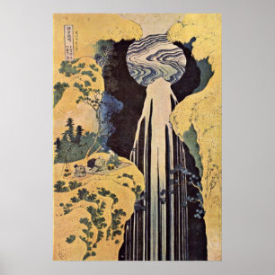 De waterval van Amida door Katsushika Hokusai Poster