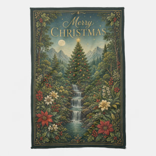De Waterval van Kerstmagie Theedoek