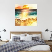 De Waterverf Beach Series Design 3 Canvas Afdruk (Insitu (Slaapkamer))
