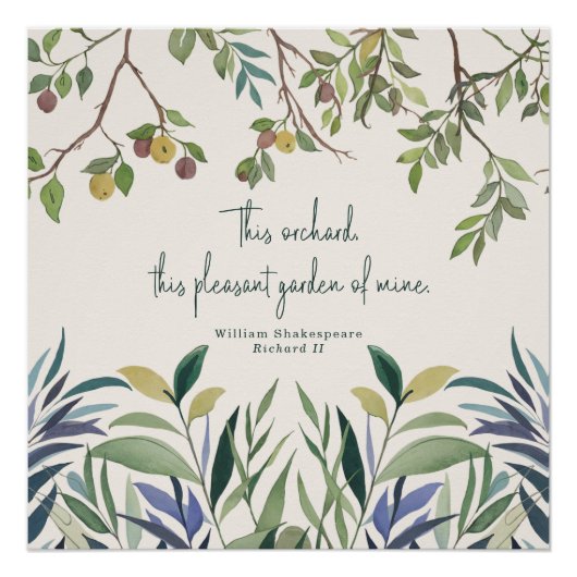De Waterverf botanische Shakespeare Quote Perfect Poster (Voorkant)