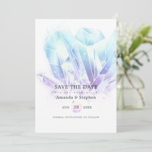 De waterverf Crystals die de datum ruilen Save The Date (Staand voorkant)
