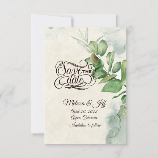 De waterverf grove sparen de datumuitnodiging kaart (Voorkant)