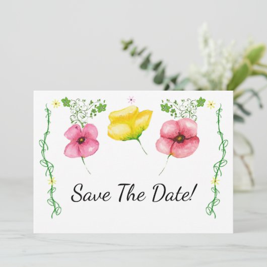 De waterverf stelt de datum vast save the date (Staand voorkant)