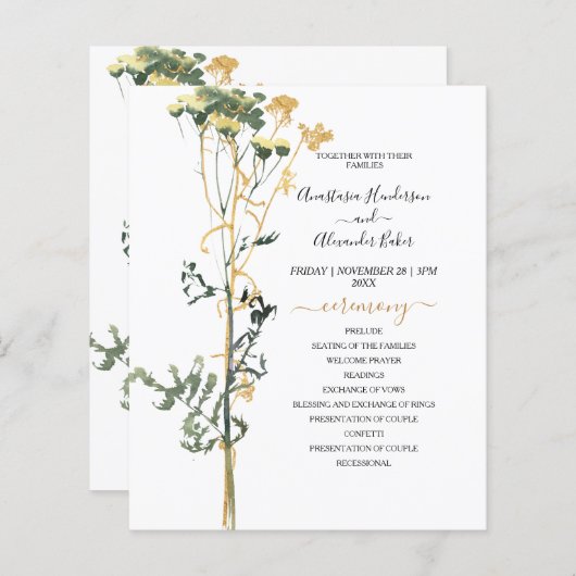 De Waterverf van de begroting Rustic Wedding Progr (Voorkant / Achterkant)