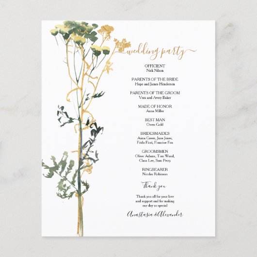 De Waterverf van de begroting Rustic Wedding Progr (Achterkant)