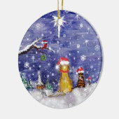 De Waterverf van de dieren met kerstmis Keramisch Ornament (Links)