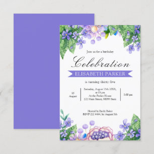 De Waterverf van de lavender bloemen Uitnodiging v