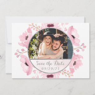 De Waterverf van de lente Pinks Floral bewaart de Save The Date