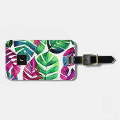 De waterverf van de moderne tropen laat monogram bagagelabel (Voorkant horizontaal)