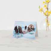 De Waterverf van de Otter van het zee Kaart (Gele Bloem)