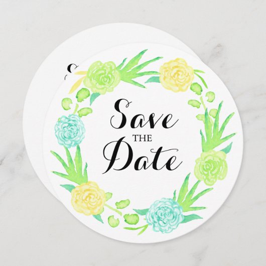 De Waterverf van de Zomer zet sparen de Datum Save The Date (Voorkant / Achterkant)