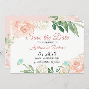 De Waterverf van het Kiekenhuis van de Lente Blush Save The Date