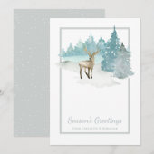 De Waterverf Winter Woodland Kerstmis Feestdagenkaart (Voorkant / Achterkant)