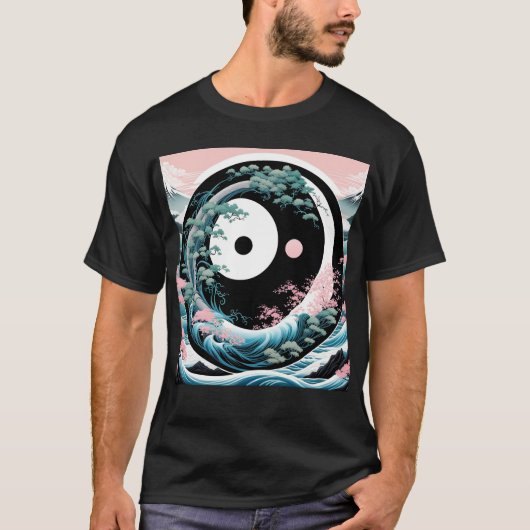 De Wave Pink Sage Blauwgroen T-shirt (Voorkant)