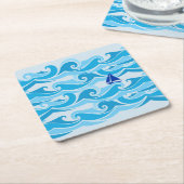 De Waves op de zeilboot Vierkante Kartonnen Onderzetter (Schuin)