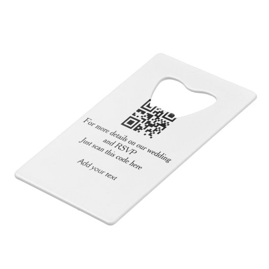 De website van het huwelijk rsvp q r code voegt na kredietkaart flessenopener (Achterkant Gekanteld)