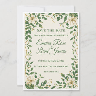De weelderige tuin bloemige save the date kaart