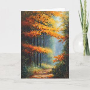 De weg door het herfstbos kaart
