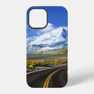 de weg naar de bergen olieverfschilderenasfalt,her iPhone 12 hoesje