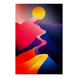 De weg naar de zon - de Abstracte berg Perfect Poster