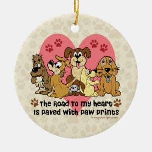 De weg naar mijn harthond schildert afdrukken keramisch ornament