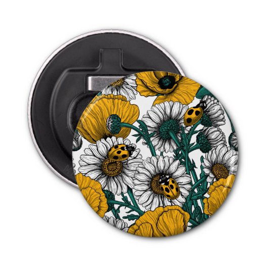 De weide in geel button flesopener (Voorkant)