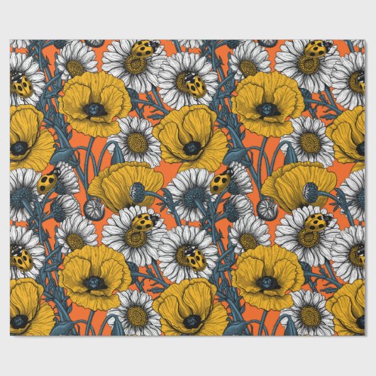 De weide is geel en blauw cadeaupapier (Vlak)