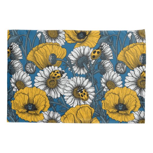 De weide is geel en blauw kussensloop (Achterkant)