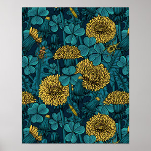 De weide is geel en blauw poster