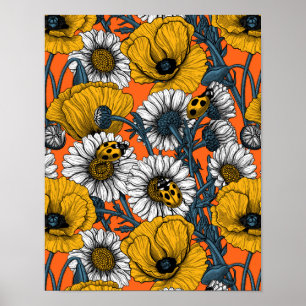 De weide is geel en blauw poster