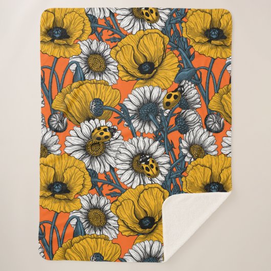 De weide is geel en blauw sherpa deken (Voorkant)