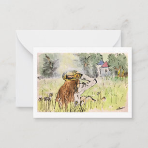 De weide, kleine kunst print notitie Kaart Notitiekaartje