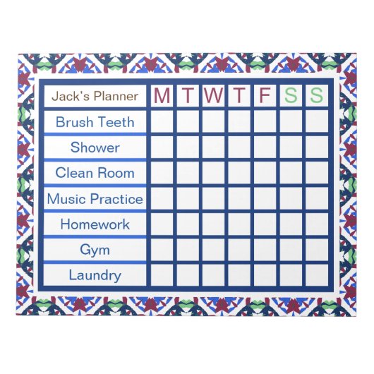 De wekelijkse Checklist Planner van de Mannen van  Notitieblok (Voorkant)