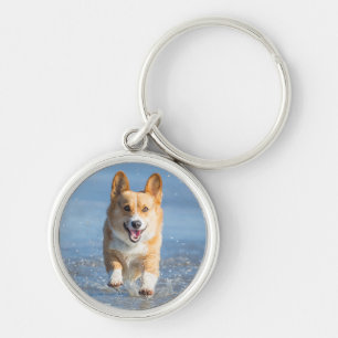 De Welse Hond Corgi die van Pembroke op het Strand Sleutelhanger
