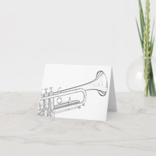 De Wenskaarten van de Tekening van de trompet Feestdagen Kaart