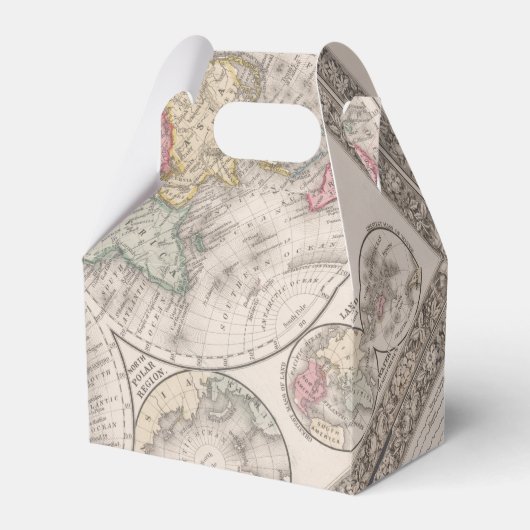 De wereld 1860 - oostelijke en Westerne hersenhelf Bedankdoosjes (Voorkant Zijde)