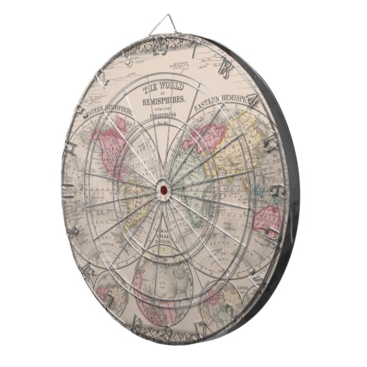 De wereld 1860 - oostelijke en Westerne hersenhelf Dartbord (Voorkant Rechts)