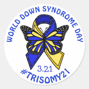 De Wereld Down Syndrome Dag is 21 maart Ronde Sticker