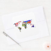 De wereld in vlaggen vierkante sticker (Envelop)