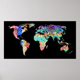 De wereld in zwart poster