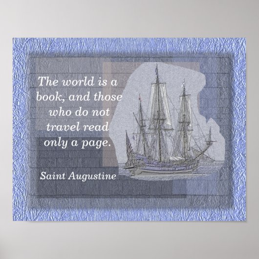 De wereld is een boek - Saint Augustine - citedruk Poster (Voorkant)