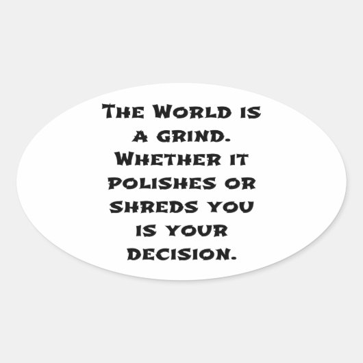 De wereld is een graan ovale sticker (Voorkant)