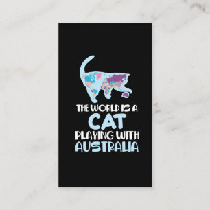 De wereld is een kat die Australië speelt die Hum Visitekaartje