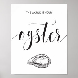 De wereld is je oester kalligrafie-Inspirerend Poster