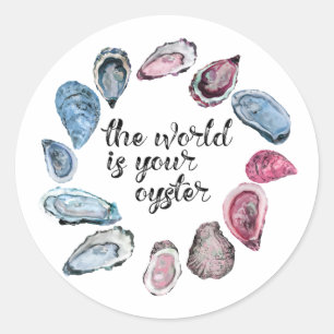De wereld is je oester ronde sticker
